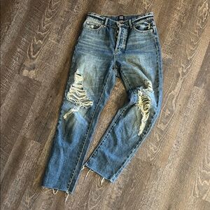Blue Denim Jeans - Casual Distressed Style
